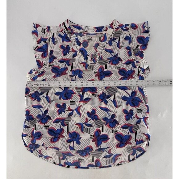 Halogen Floral Ruffled Chiffon Blouse Sz M Bohemian‎ Office Career Preppy - Picture 9 of 9